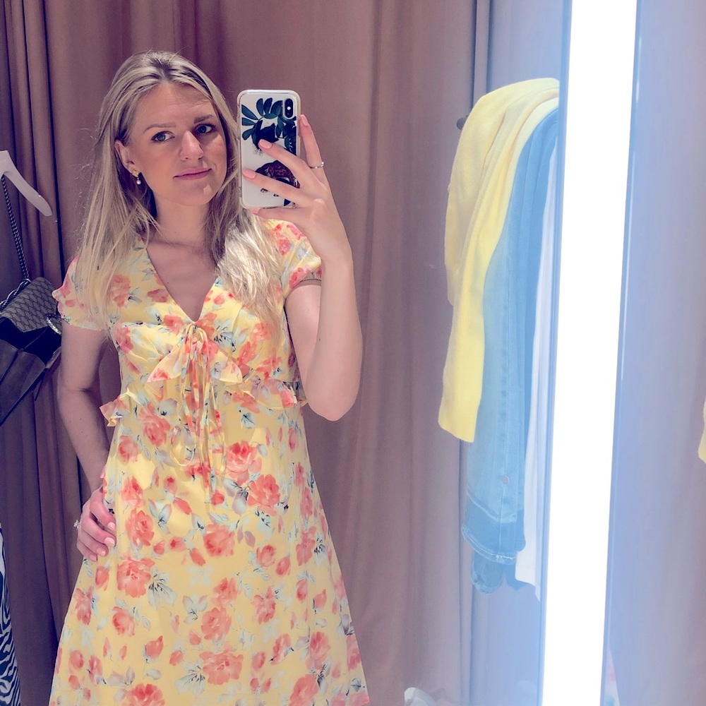 Stunning Yellow Floral Mini Summer Dress